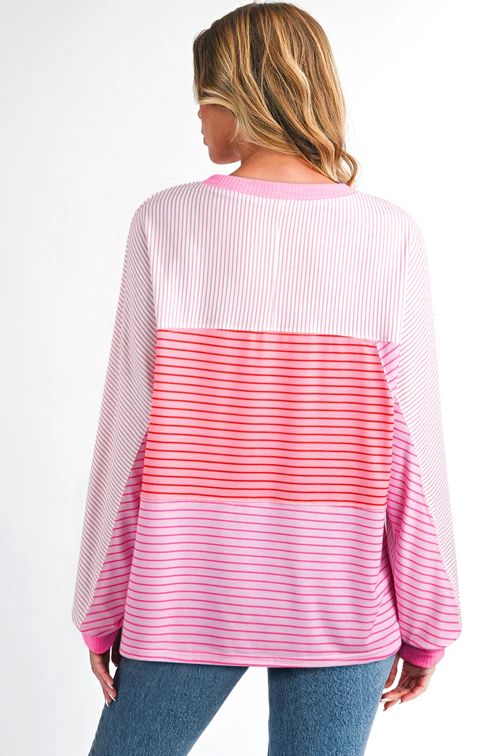 Pink Striped Long Sleeve Top