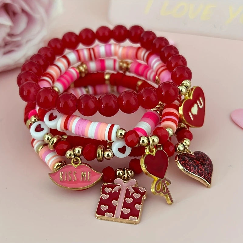 5pcs valentines day bracelet set