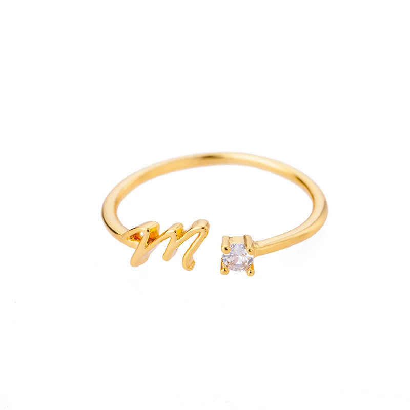 Tiny Initial Letter Rings-adjustable