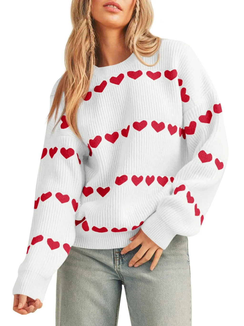 Valentine Heart Striped Sweater
