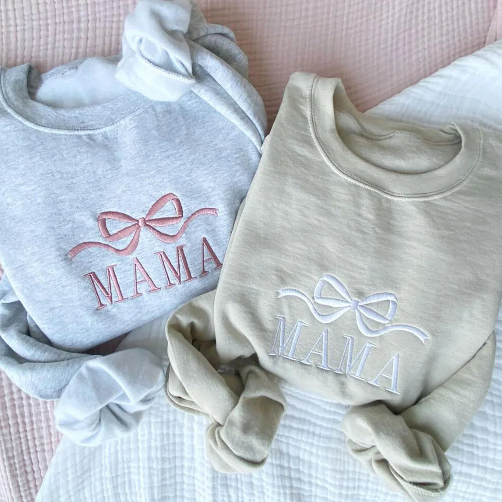 Mama Bow Embroidered Sweatshirt