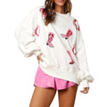Women's Sweatshirt Horseshoe Boots Print Crew Neck