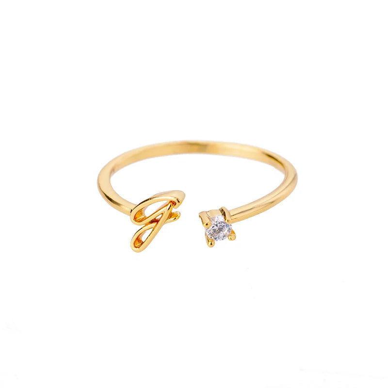 Tiny Initial Letter Rings-adjustable