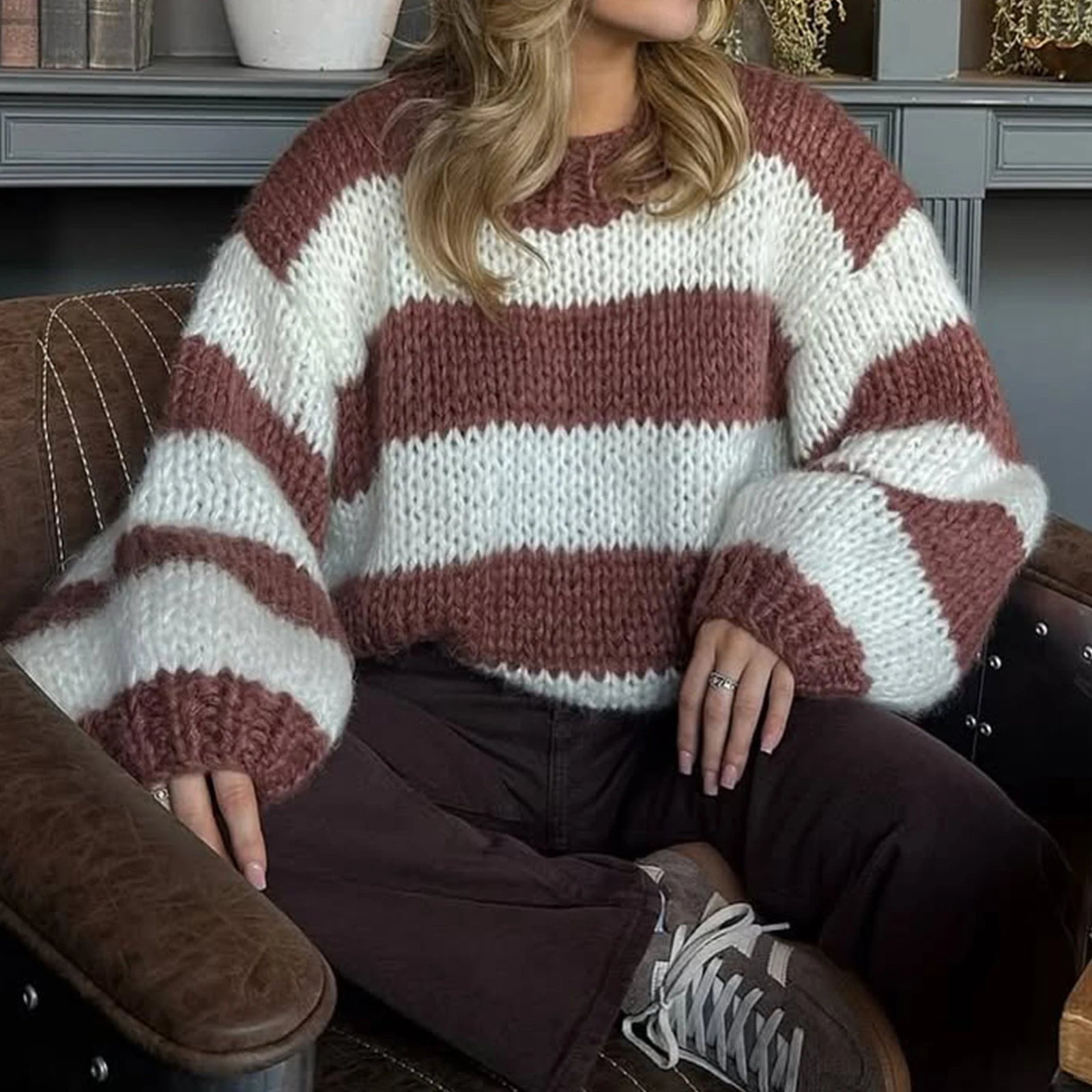 Women's Striped Oversized Sweater