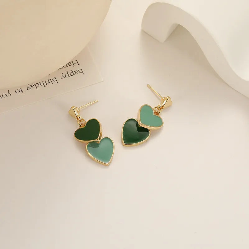 Layered Dangle Heart Earrings