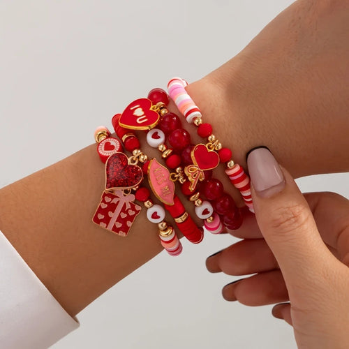 5pcs valentines day bracelet set