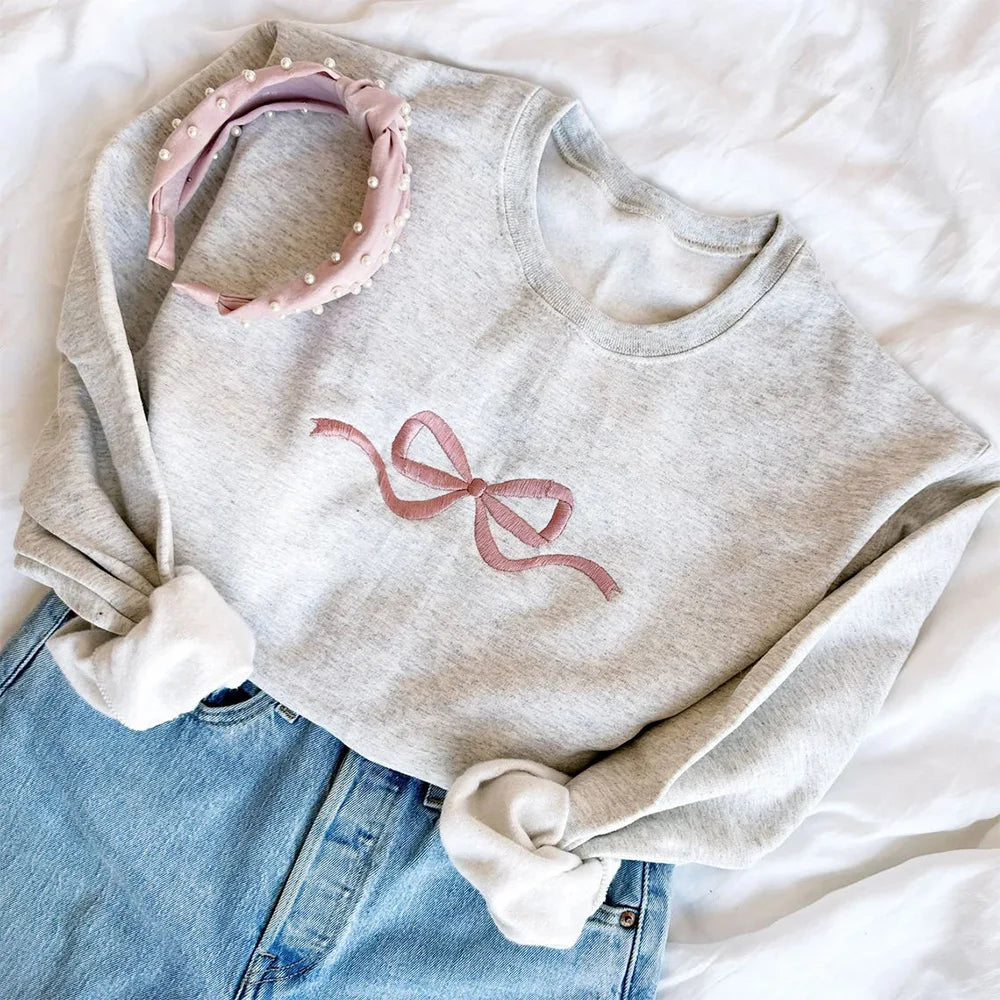 Bow Embroidered Sweatshirt