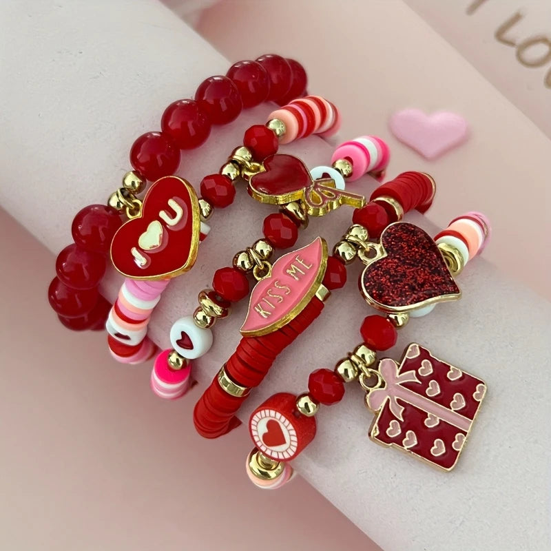5pcs valentines day bracelet set