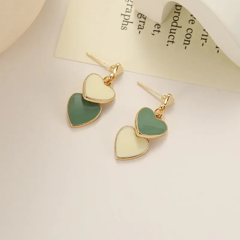 Layered Dangle Heart Earrings