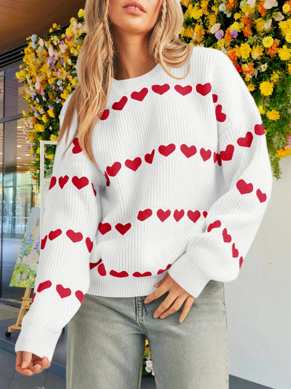 Valentine Heart Striped Sweater