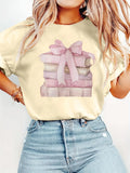 Women's Books Pile with Bow Graphic T-Shirt