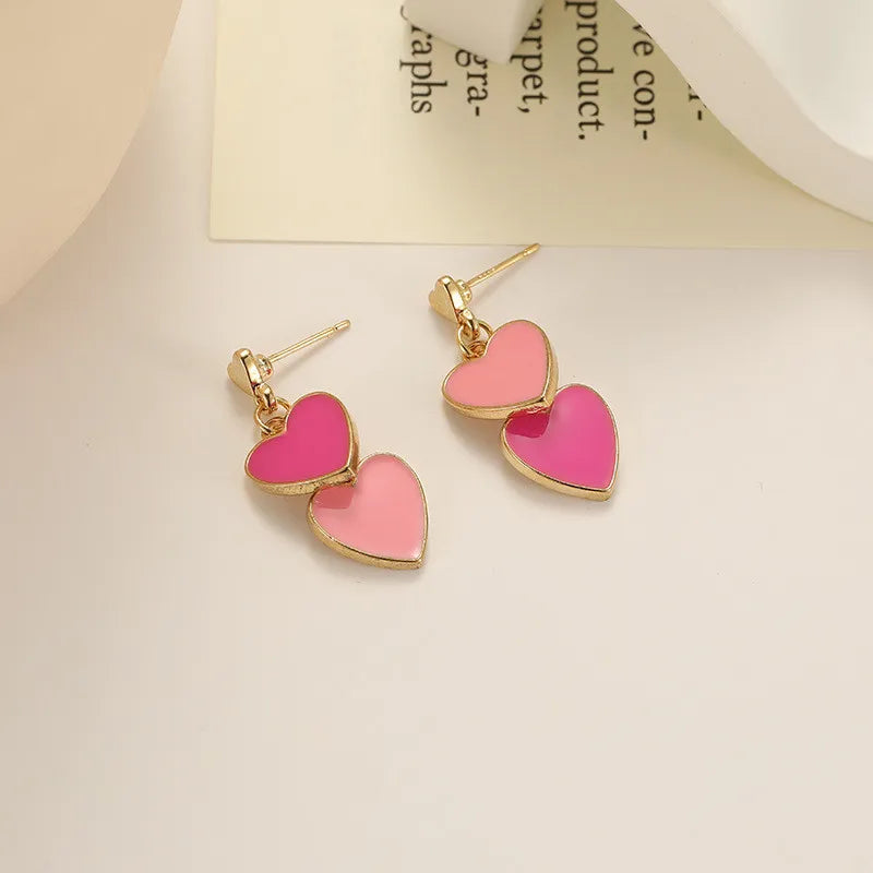 Layered Dangle Heart Earrings