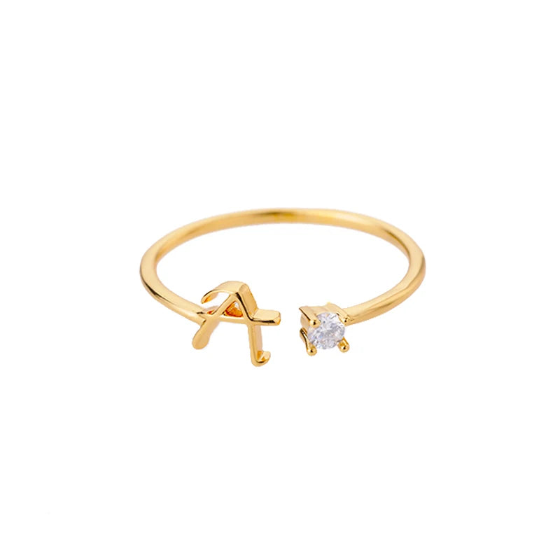Tiny Initial Letter Rings-adjustable