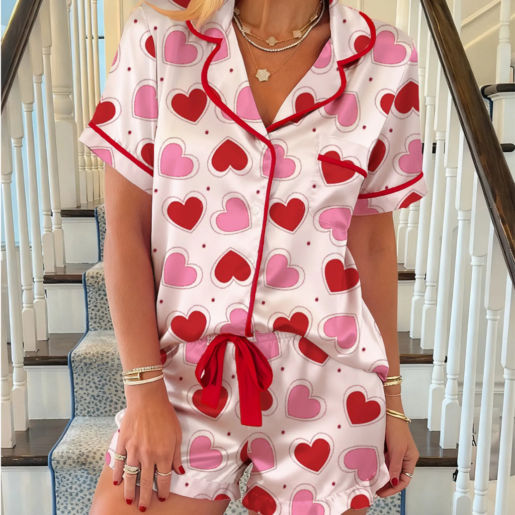 Women's Heart Print Pajama Set