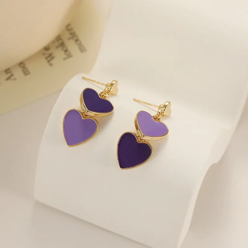 Layered Dangle Heart Earrings