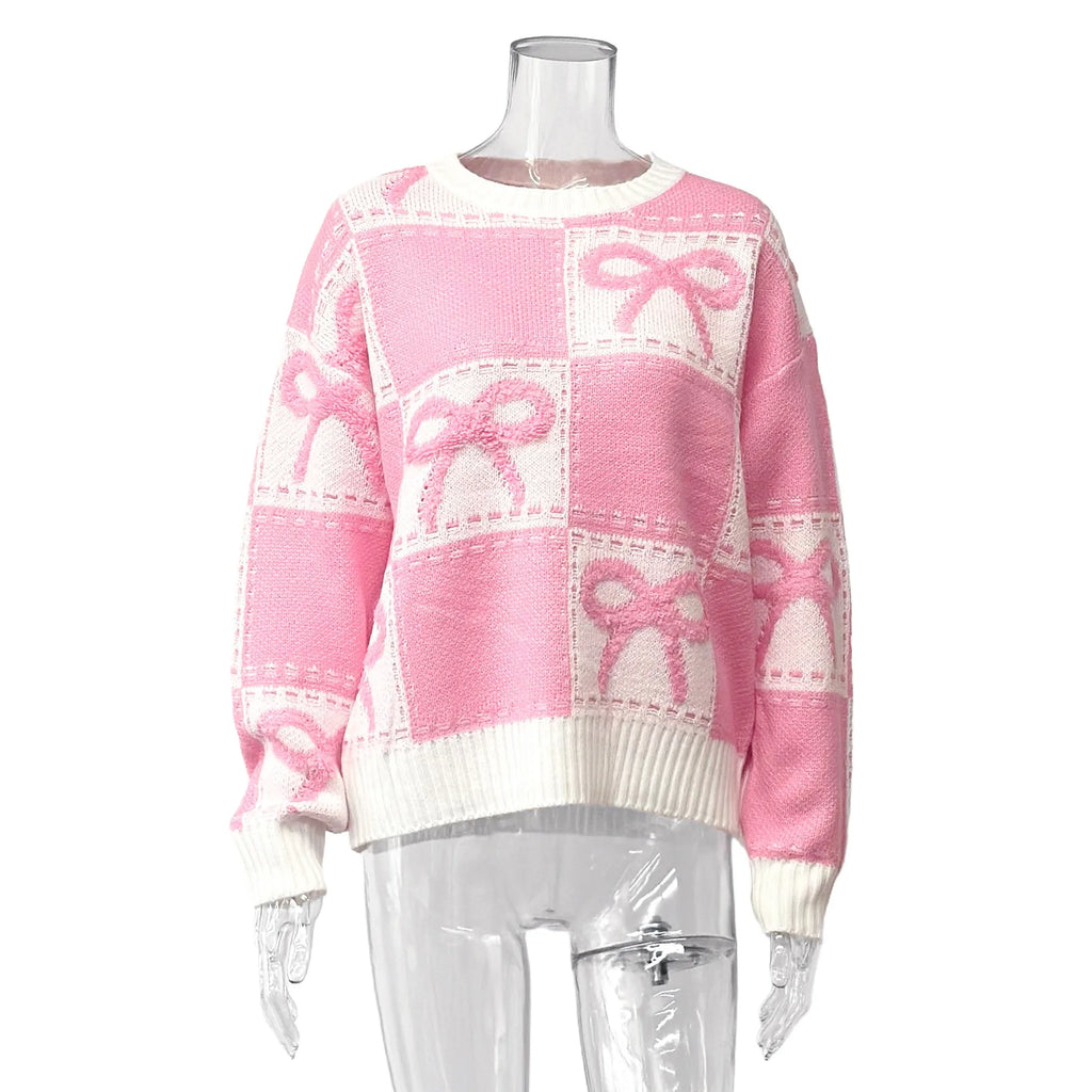 Pink Bow Knitted Top