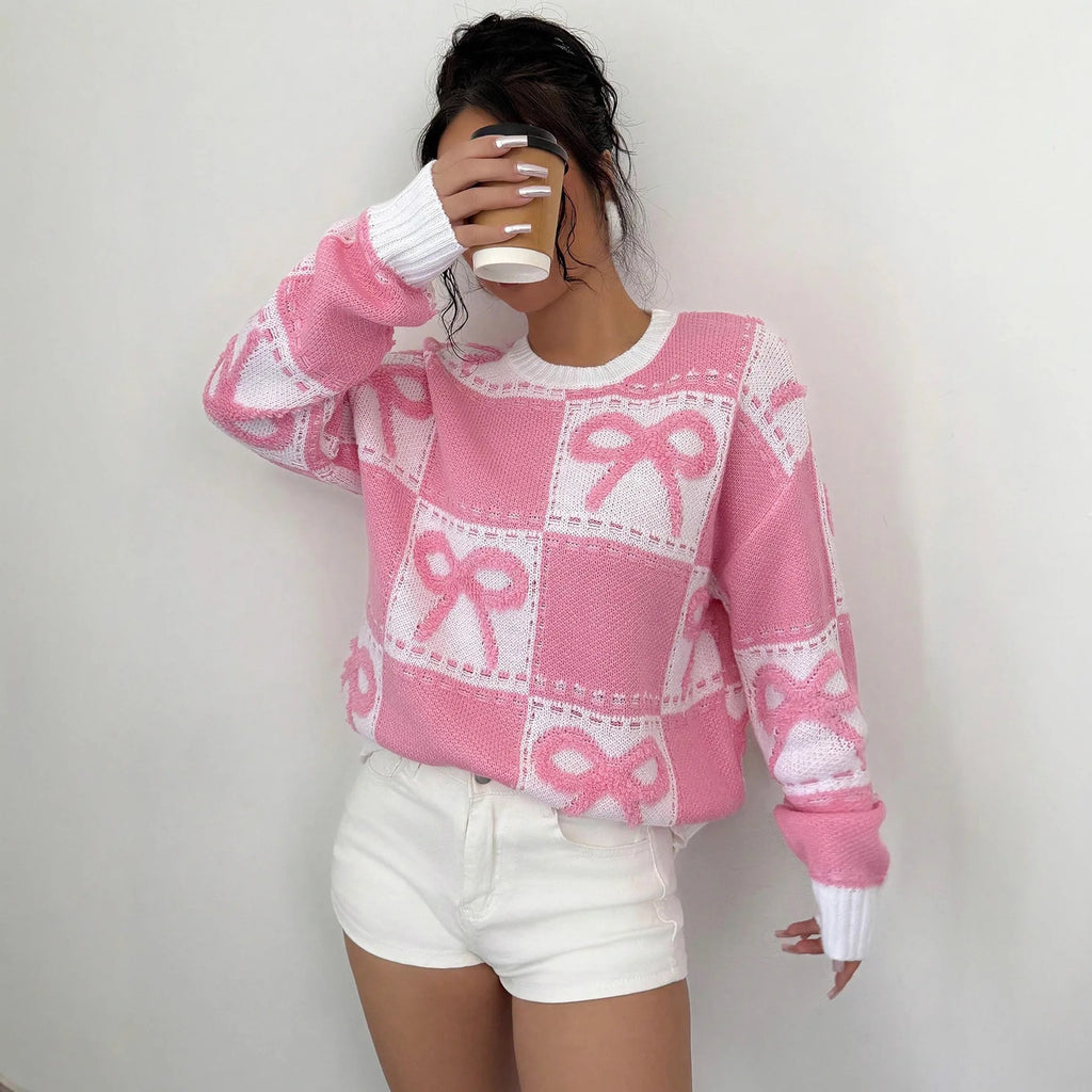 Pink Bow Knitted Top