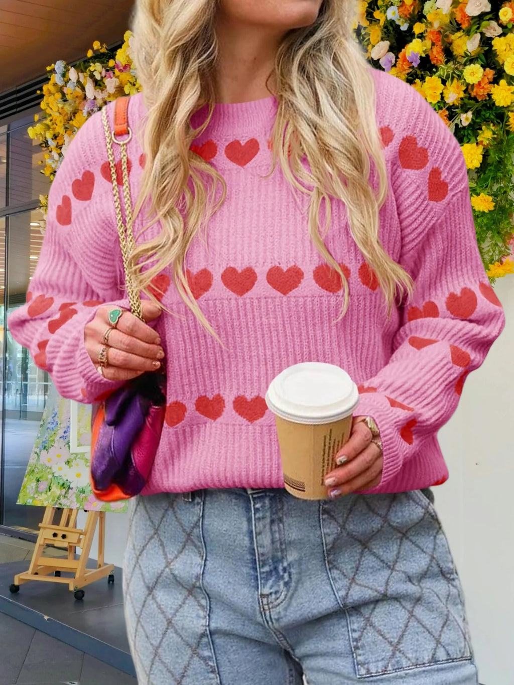 Valentine Heart Striped Sweater