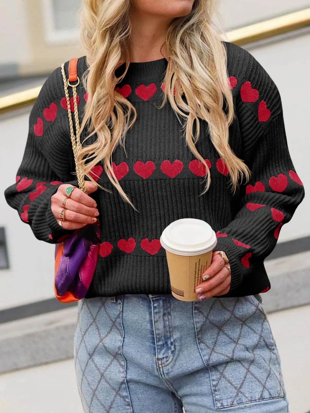 Valentine Heart Striped Sweater