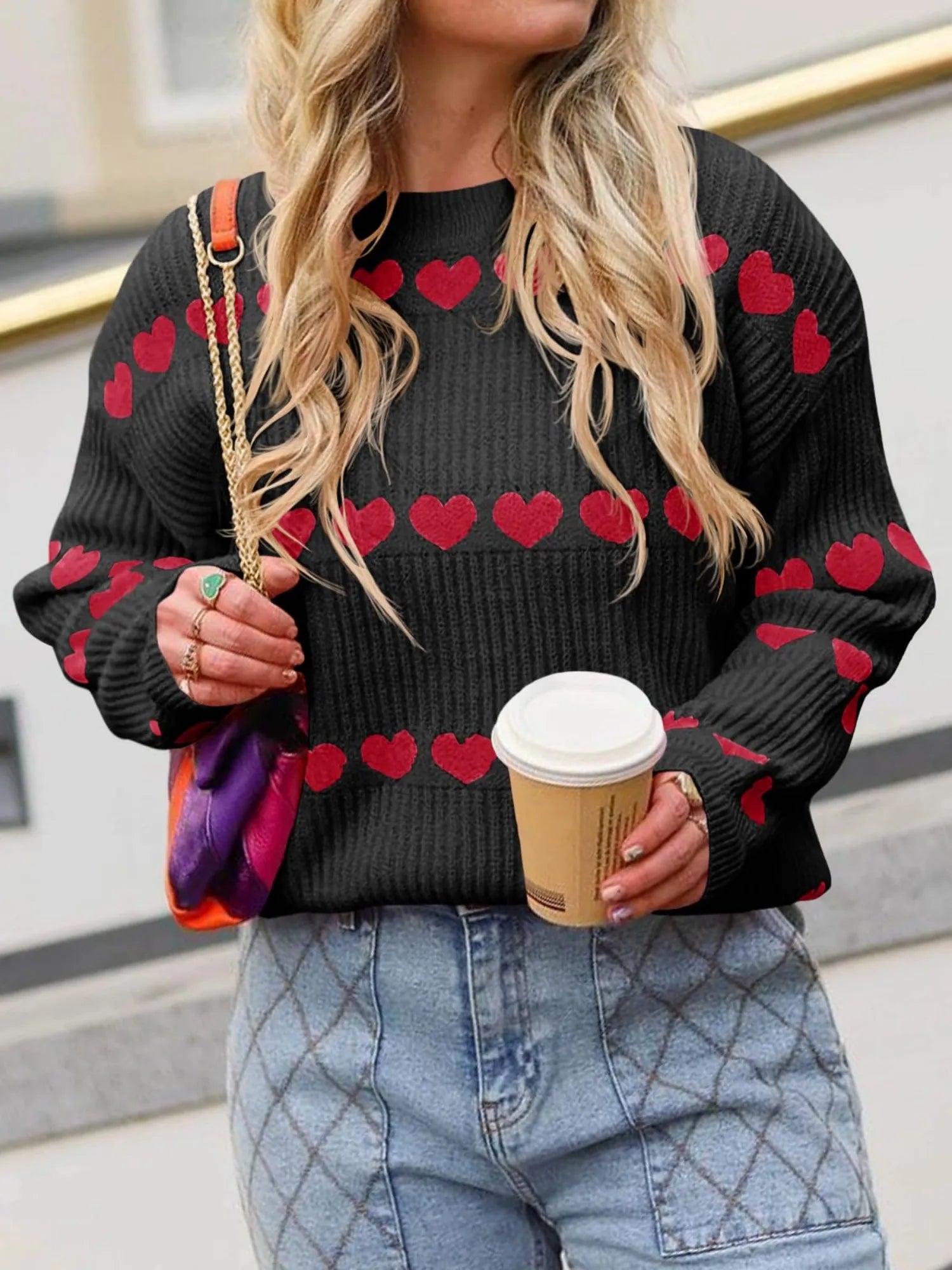 Valentine Heart Striped Sweater