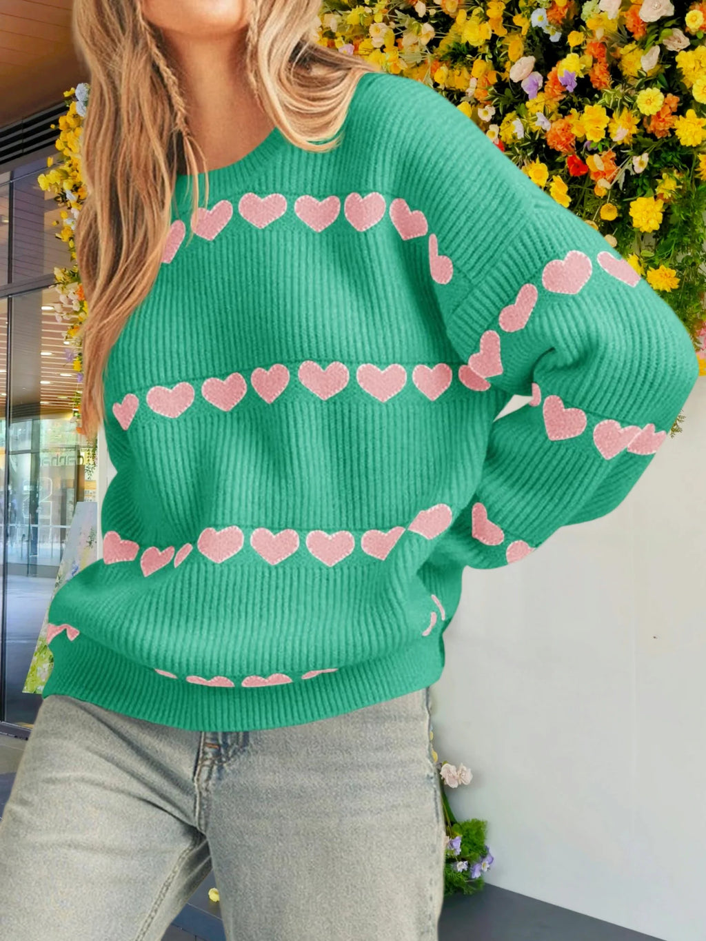 Valentine Heart Striped Sweater