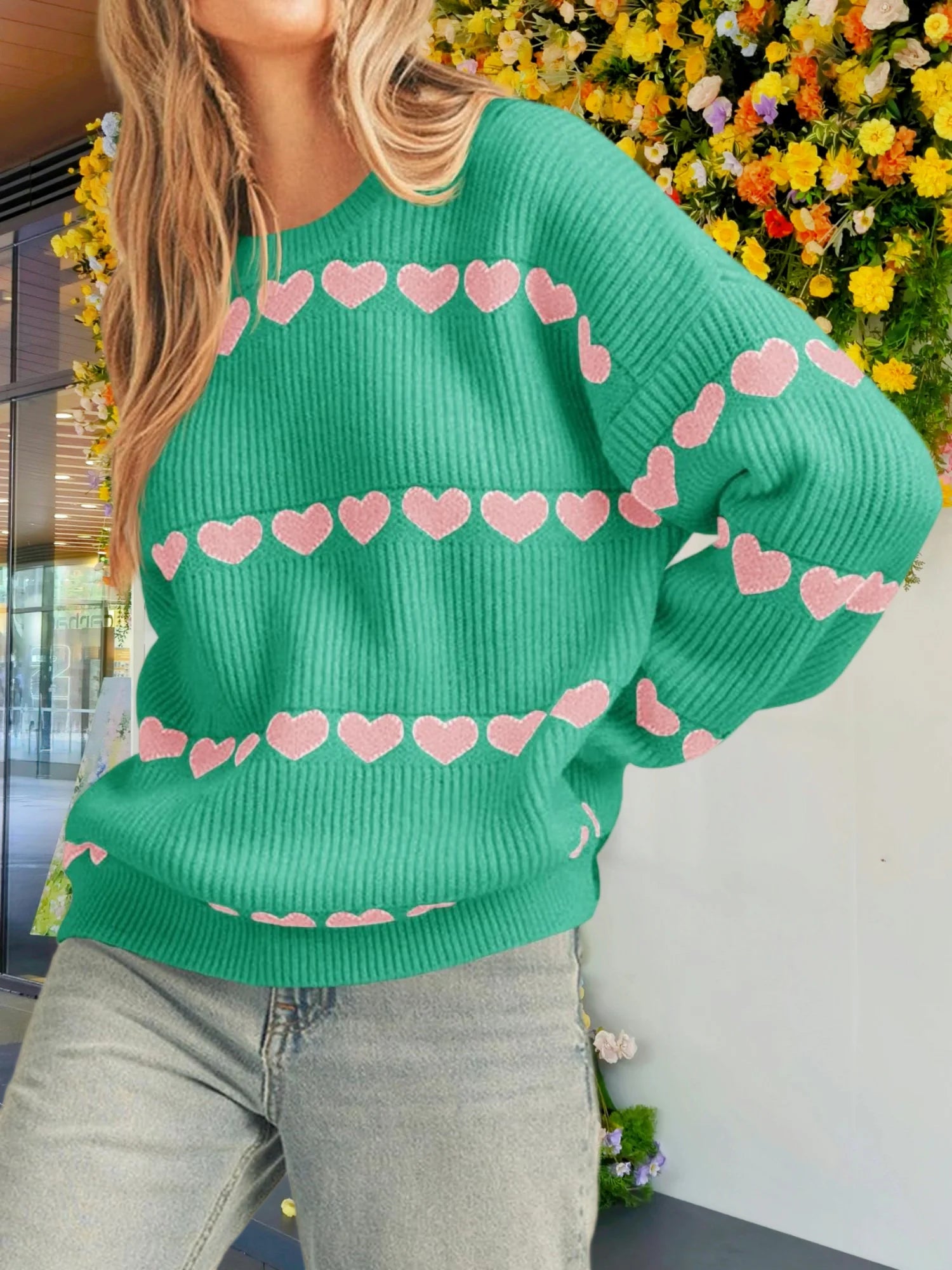 Valentine Heart Striped Sweater