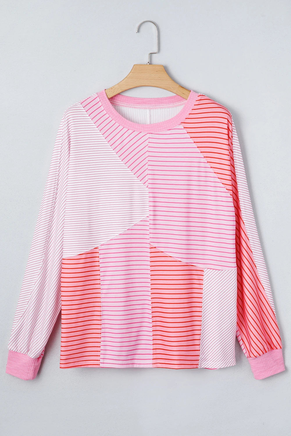 Pink Striped Long Sleeve Top