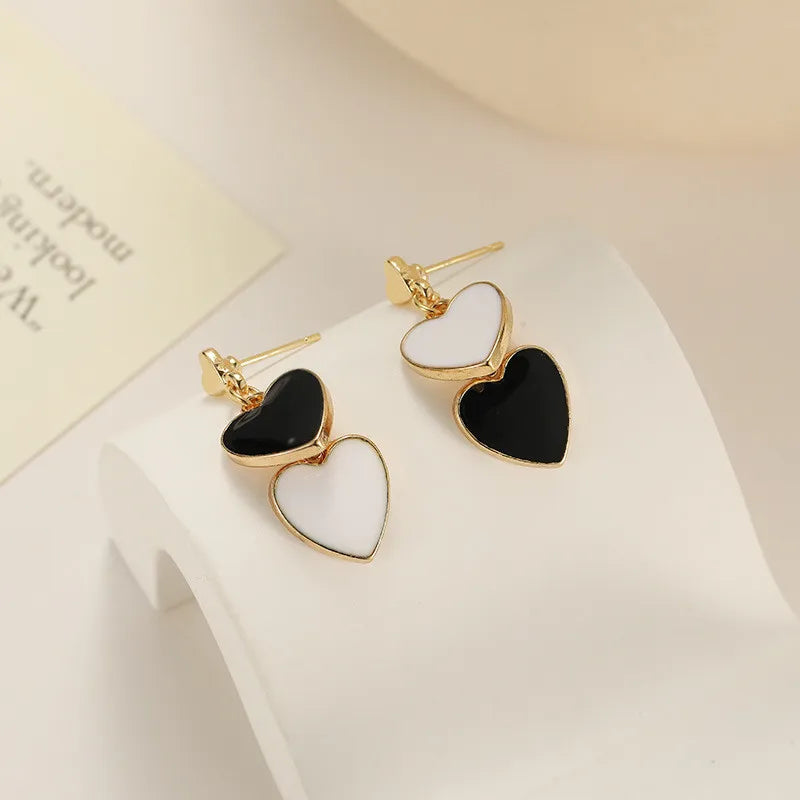 Layered Dangle Heart Earrings