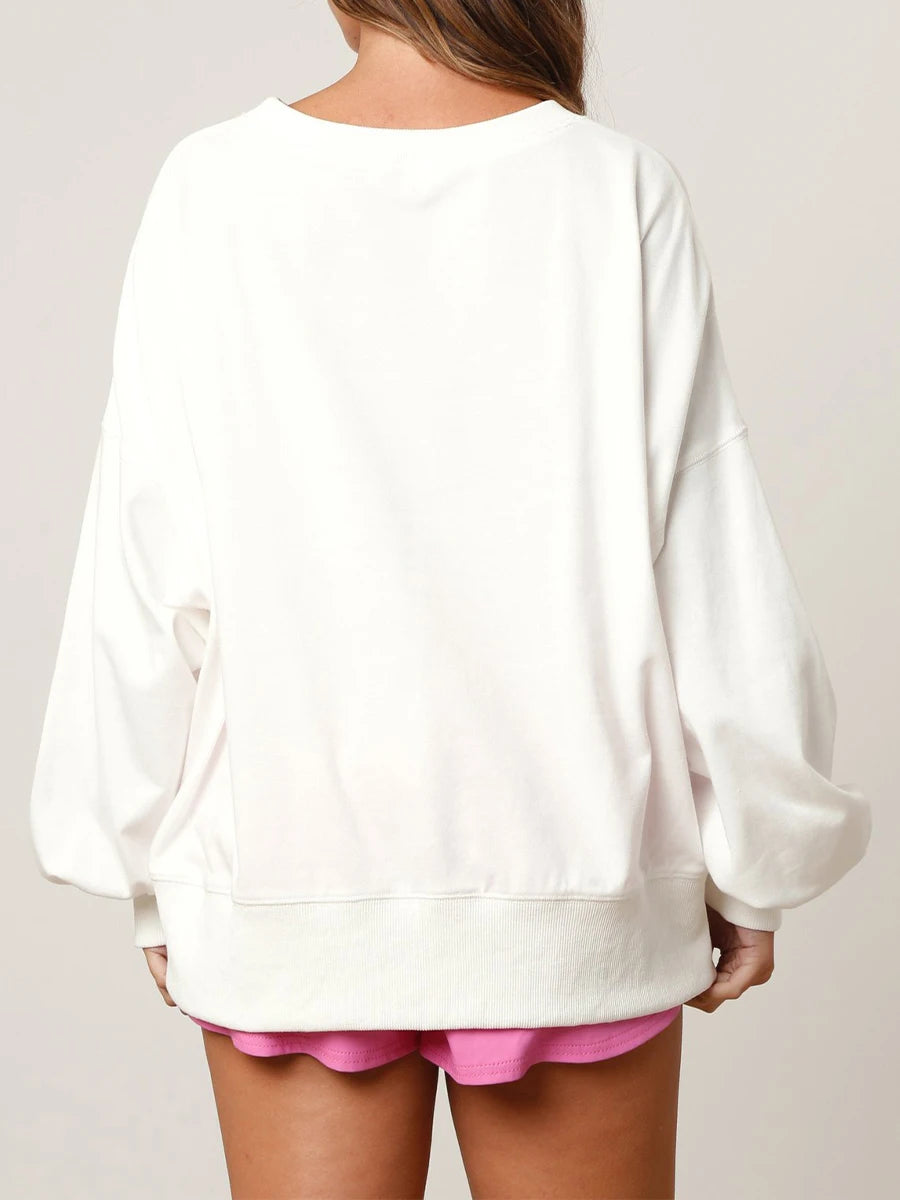 Women's Sweatshirt Horseshoe Boots Print Crew Neck