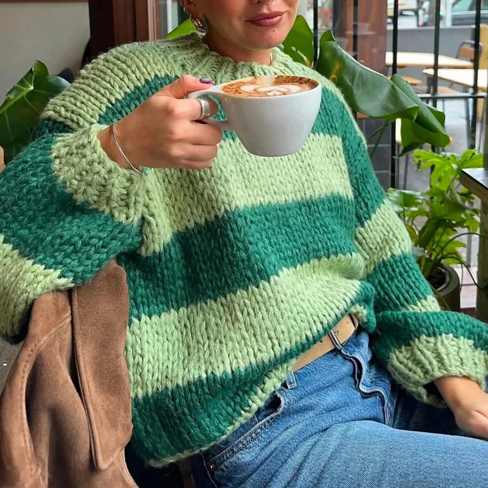 Women's Striped Oversized Sweater