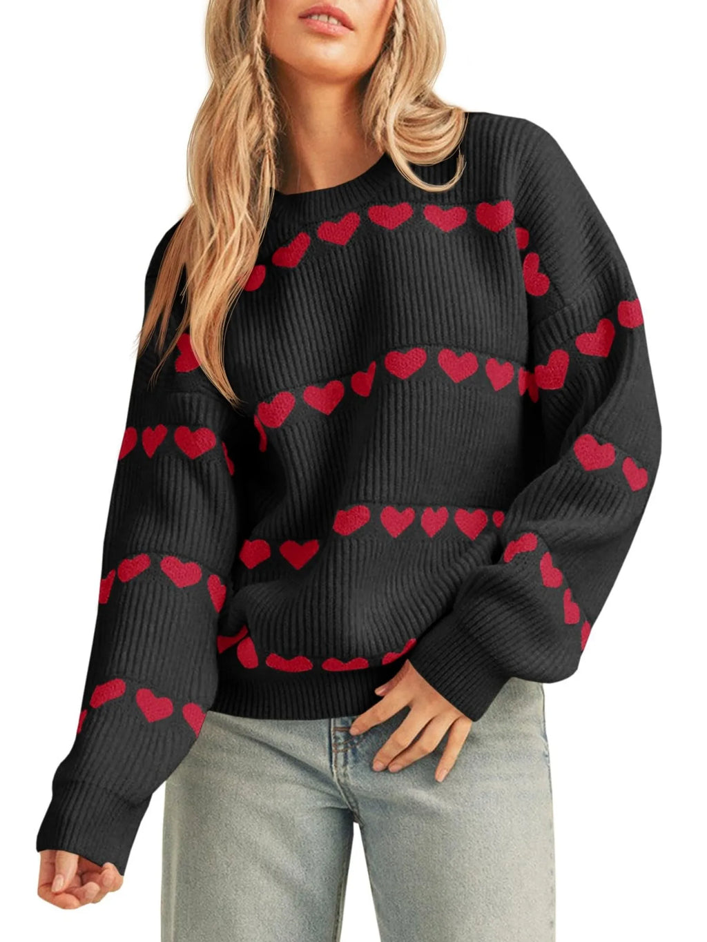 Valentine Heart Striped Sweater