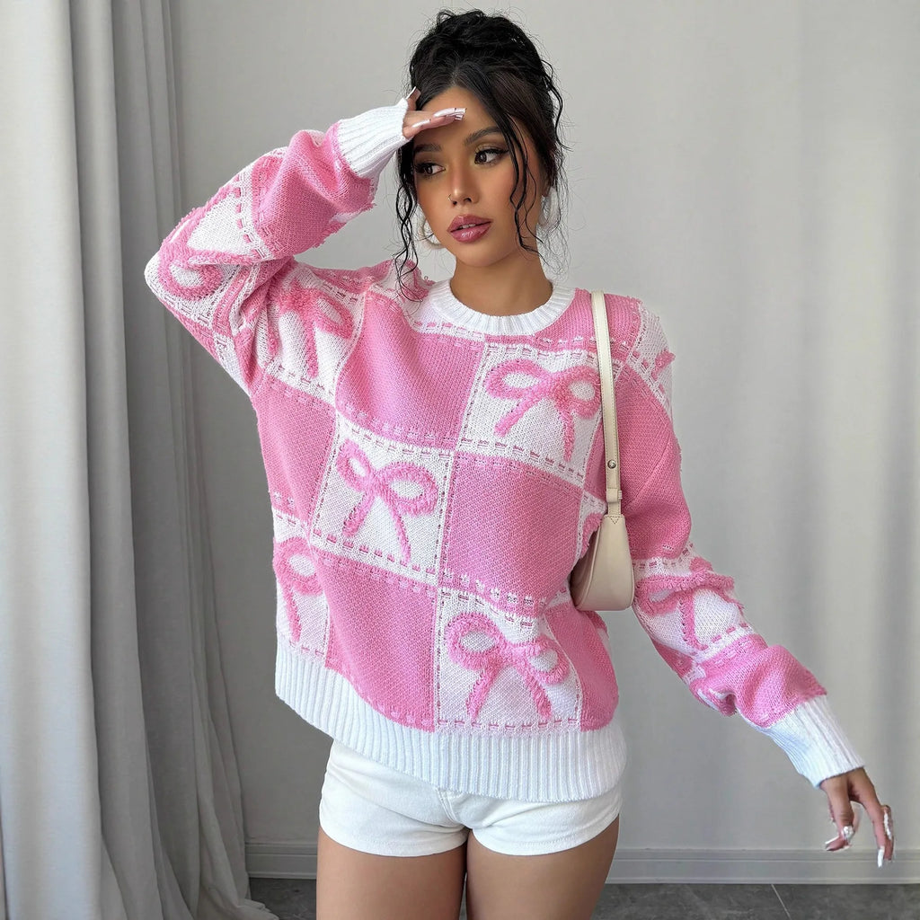 Pink Bow Knitted Top