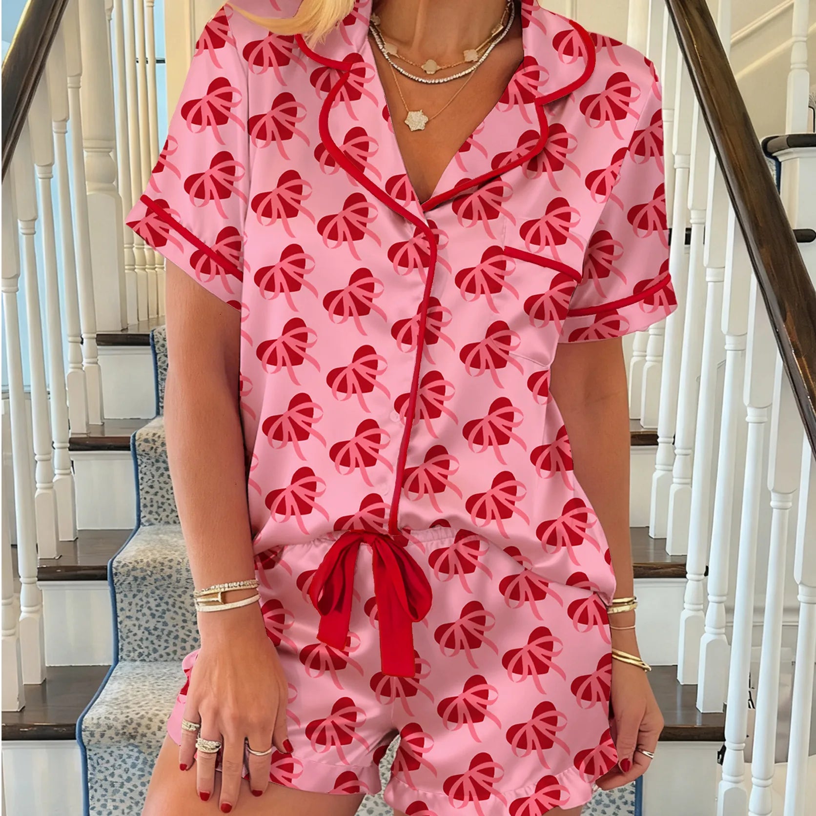 Women's Heart Print Pajama Set