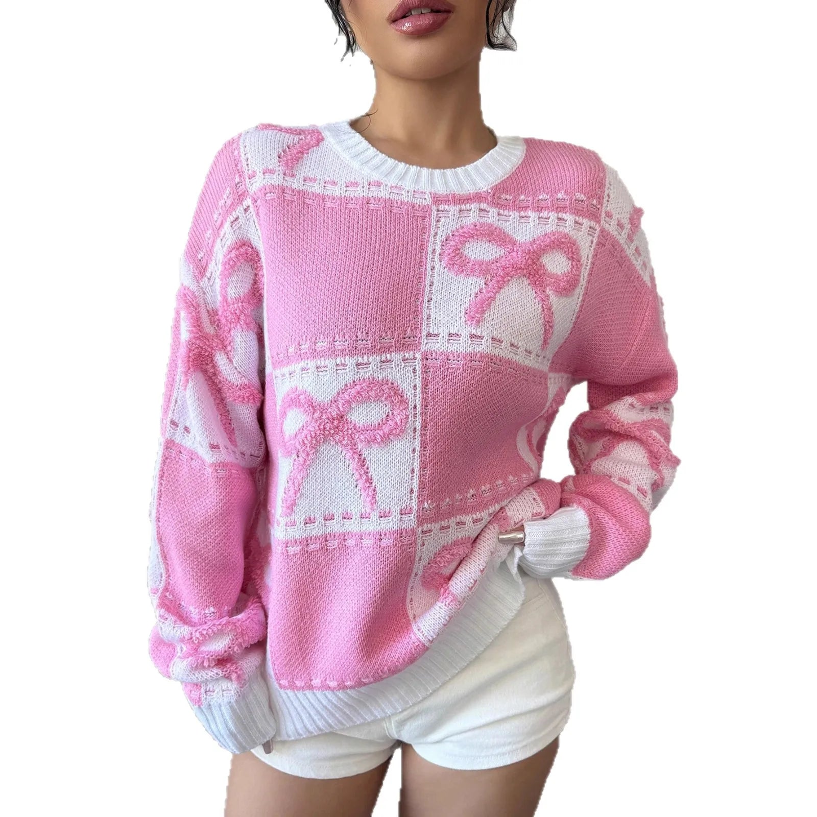Pink Bow Knitted Top