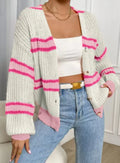 Pink Striped Cardigan