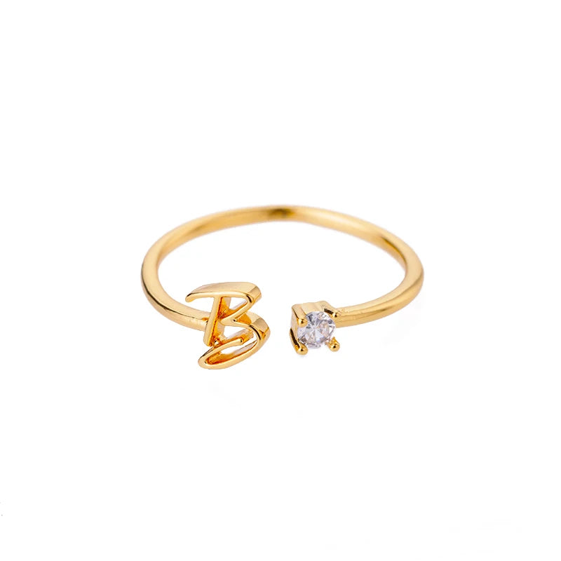 Tiny Initial Letter Rings-adjustable