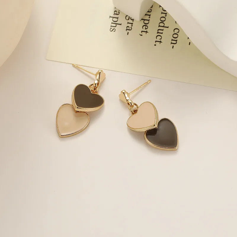 Layered Dangle Heart Earrings