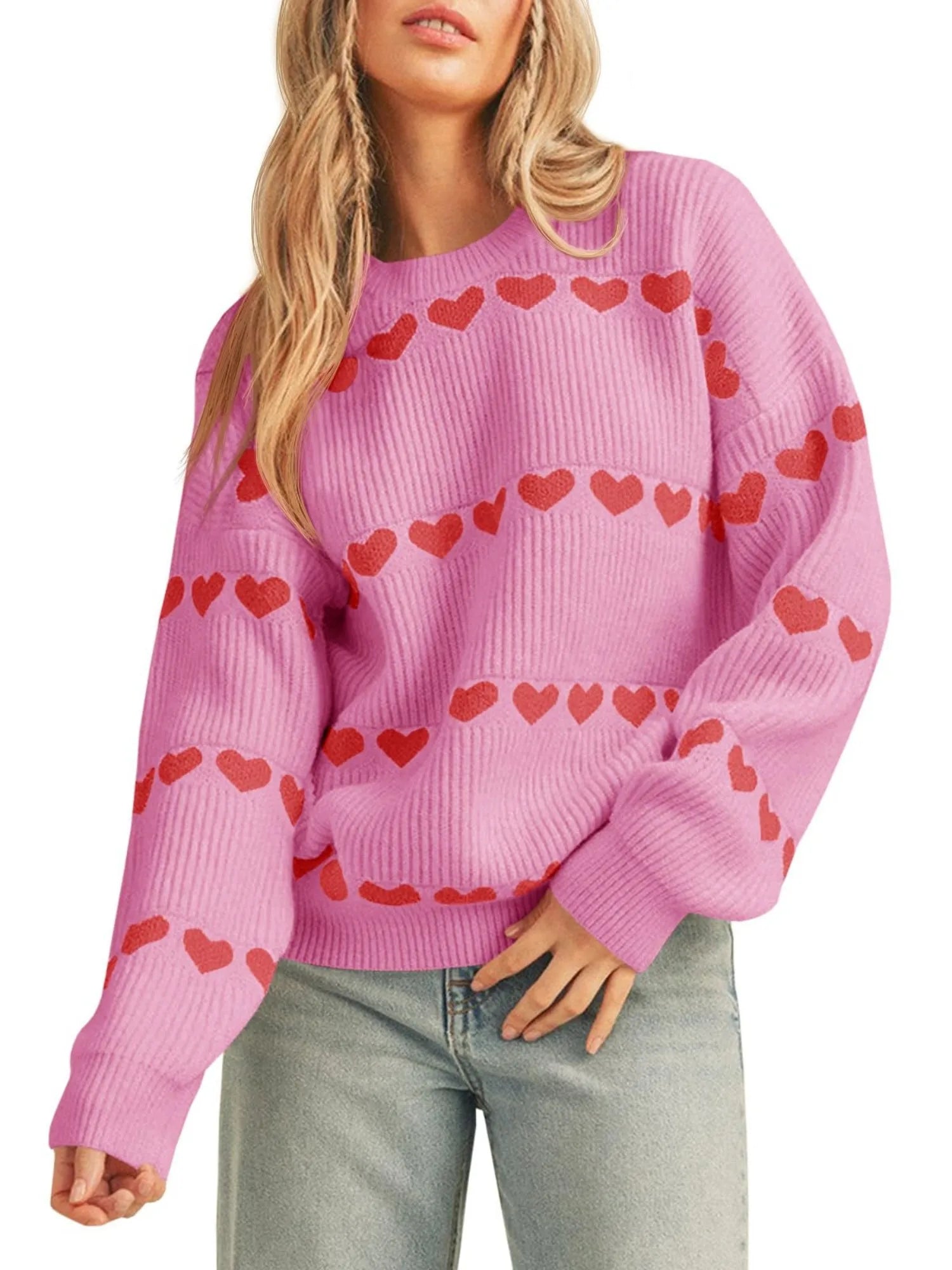 Valentine Heart Striped Sweater