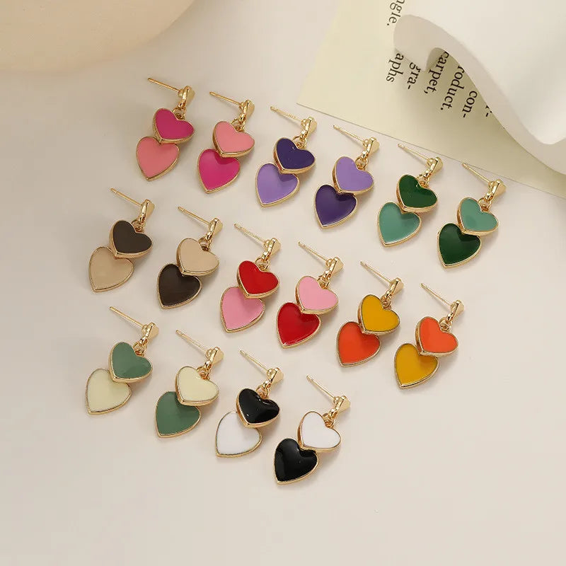 Layered Dangle Heart Earrings