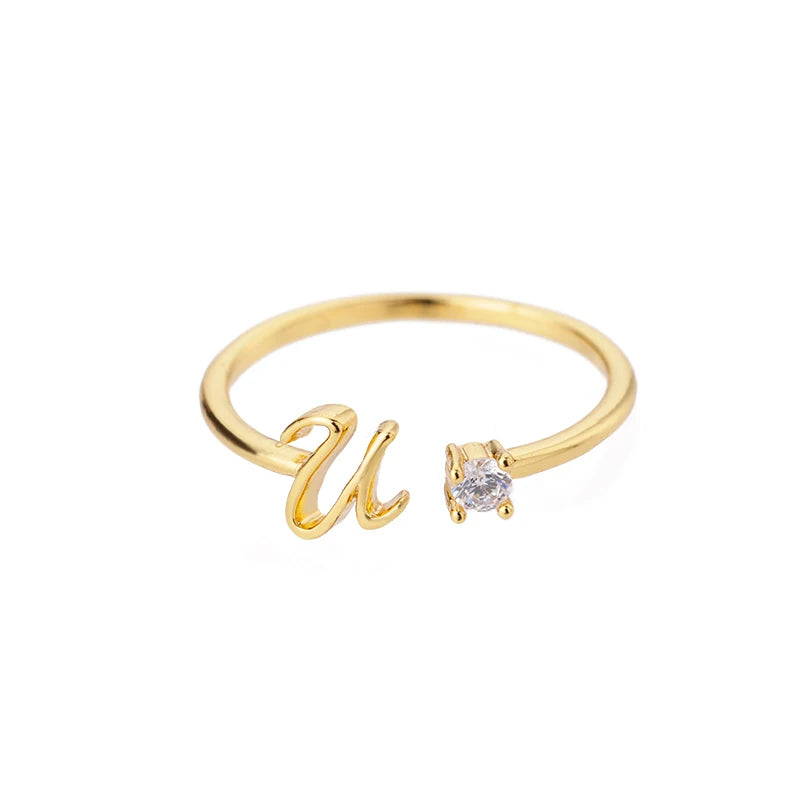 Tiny Initial Letter Rings-adjustable