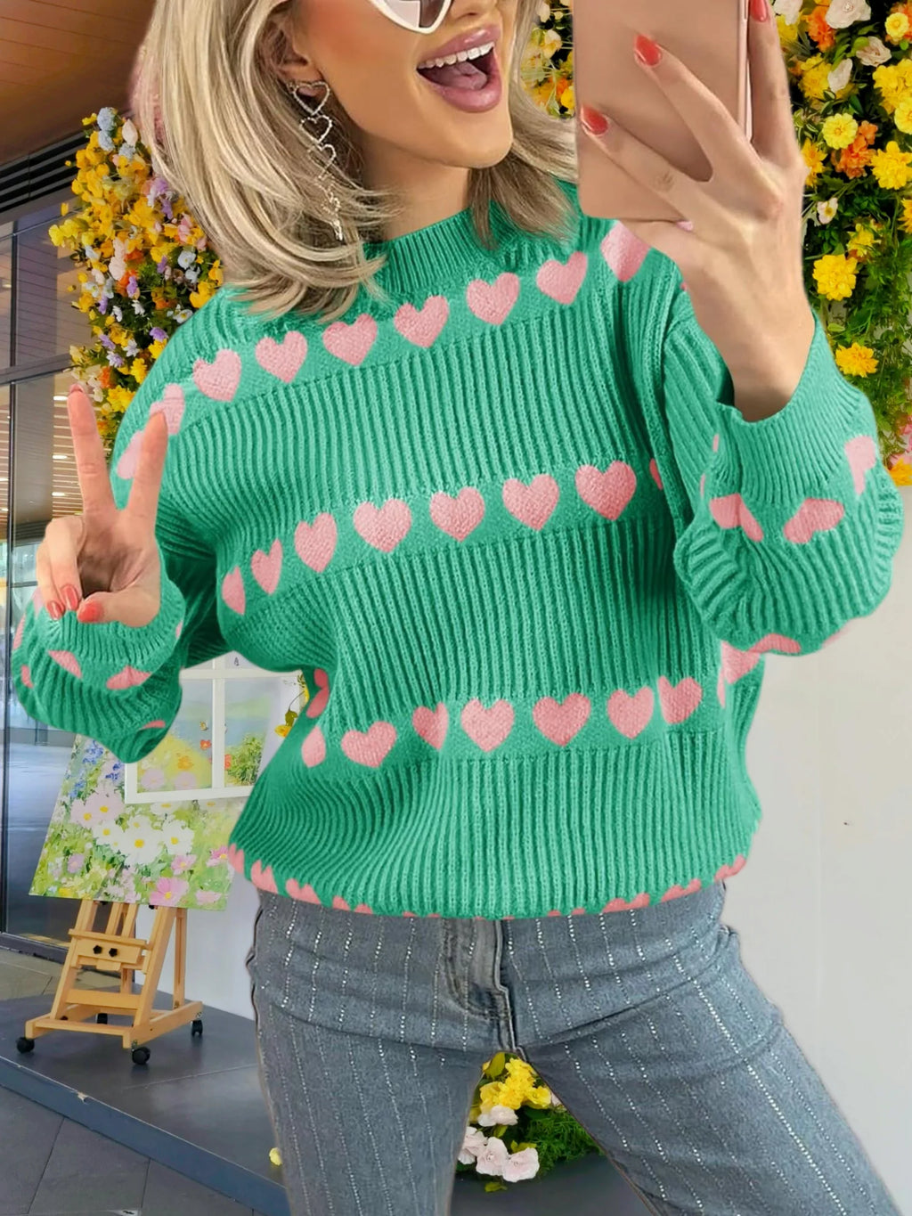 Valentine Heart Striped Sweater