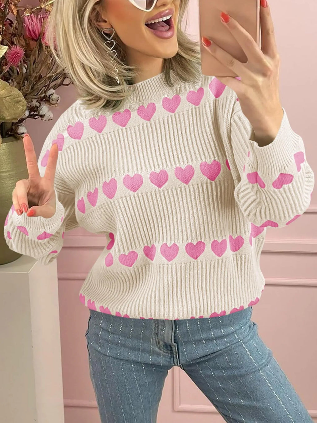 Valentine Heart Striped Sweater